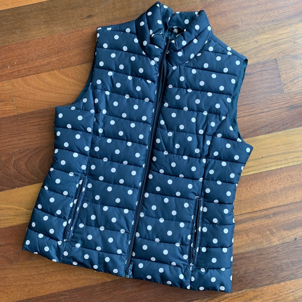 Navy/Cream Polka Dot Puffer Vest